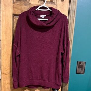 White Birch Maroon Cowl Neck Sweater